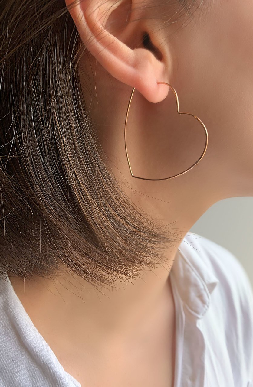 Wire Heart Earring / Rose