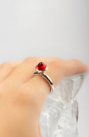 Red Stone Conic Ring