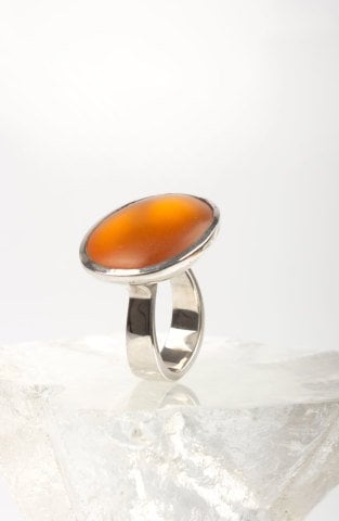Frosted Orange Stone Ring