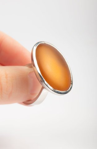 Frosted Orange Stone Ring