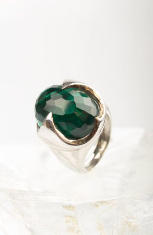 Green Façade Cut Stone Ring