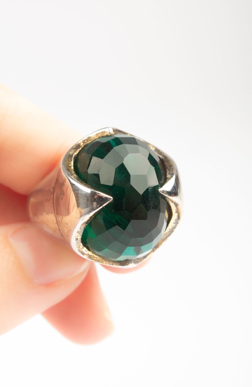 Green Façade Cut Stone Ring