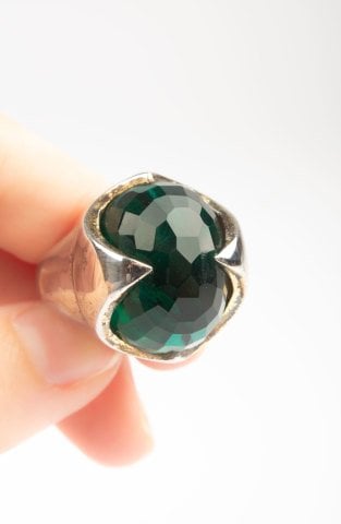 Green Façade Cut Stone Ring