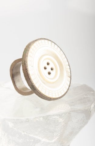 Mother of Pearl Button Ring