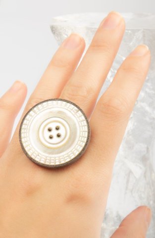Mother of Pearl Button Ring