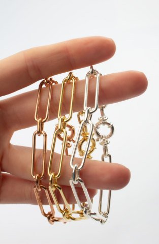 Long Oval Loops Bracelet / Silver