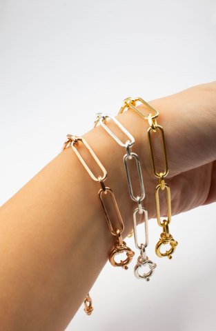 Long Oval Loops Bracelet / Yellow Gold