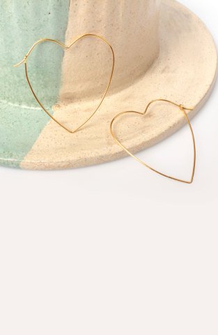 Wire Heart Earring / Yellow