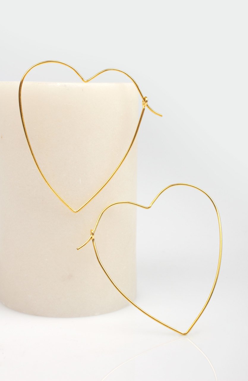 Wire Heart Earring / Yellow