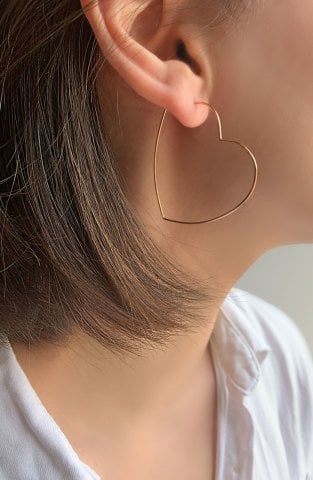 Wire Heart Earring / Rose