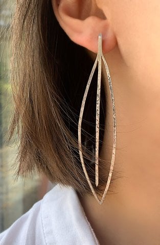 Extreme Long Leaf Earring / Silver