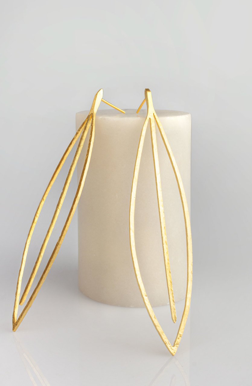 Extreme Long Leaf Earring / Rose