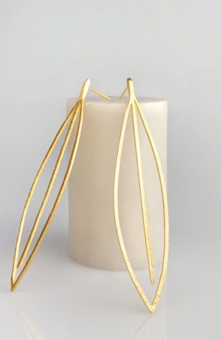 Extreme Long Leaf Earring / Rose