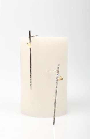 Small Heart on a Stick Earring / Silver