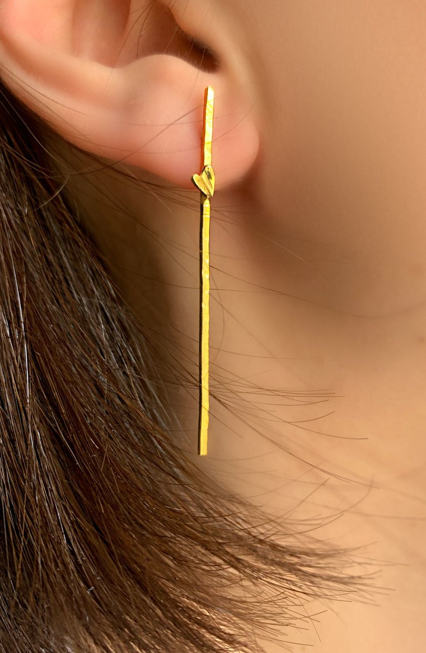Small Heart on a Stick Earring / Yellow