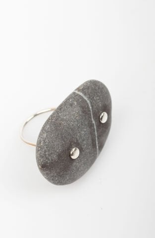 Çakıl Taşı Şans Yüzüğü / Oval Tek Çizgili