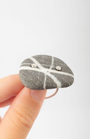 Çakıl Taşı Şans Yüzüğü / X Çizgili