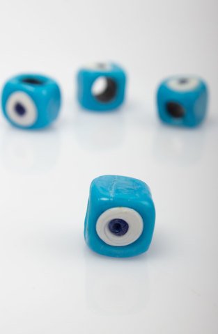 Evil Eye Cubic Glass Bead 