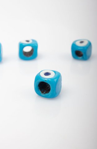 Evil Eye Cubic Glass Bead 