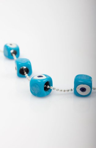 Evil Eye Cubic Glass Bead 