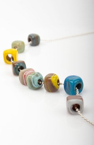 Cubic Marble Glass Bead 