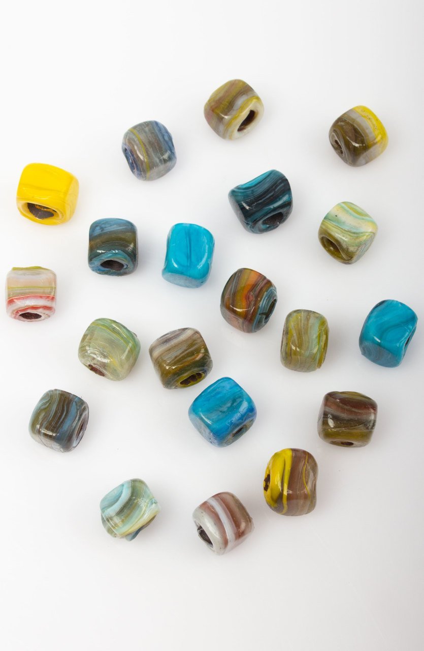 Cubic Marble Glass Bead 