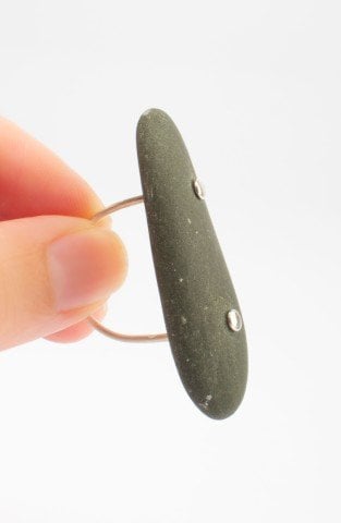 Lucky Sea Stone Ring / Slim Dark Gray