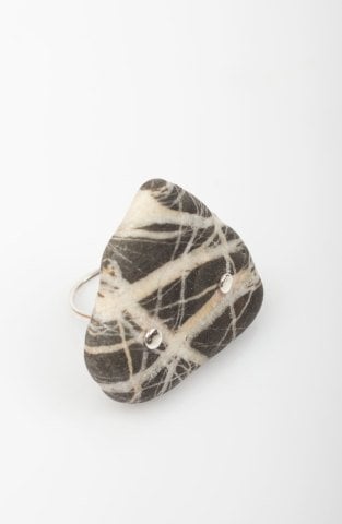 Lucky Sea Stone Ring / Double Striped Gray