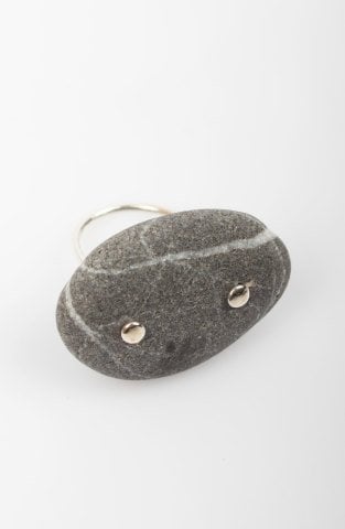 Çakıl Taşı Şans Yüzüğü / Gizli Çizgili Gri