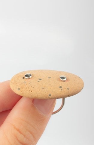 Lucky Sea Stone Ring / Salmon With Dots
