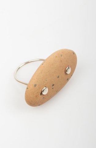 Lucky Sea Stone Ring / Salmon With Dots